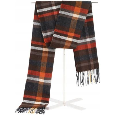 Szal Szalik Męski Zimowy Ciepły Brązowo Rudo Szary W Kratkę Pako Jeans Szal Szalik Męski Zimowy Ciepły Brązowo Rudo Szary W Kratkę Pako Jeans