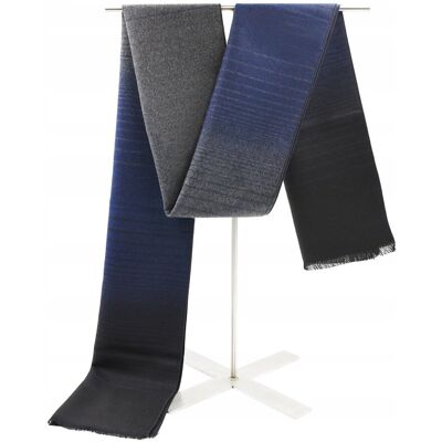 SZAL Szalik MĘSKI Zimowy Ciepły SZARO-GRANATOWO-CZARNY w Pasy Pako Jeans SZAL Szalik MĘSKI Zimowy Ciepły SZARO-GRANATOWO-CZARNY w Pasy Pako Jeans