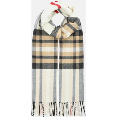 Lancerto Szal Szaro-Beżowy w Kratę Tartan Unisex Lancerto Szal Szaro-Beżowy w Kratę Tartan Unisex
