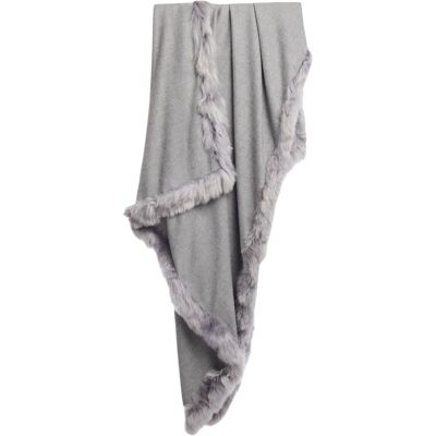 Szalik damski Alpaka Fur Trim Shawl wełna z alpaki szary 180 cm Szalik damski Alpaka Fur Trim Shawl wełna z alpaki szary 180 cm