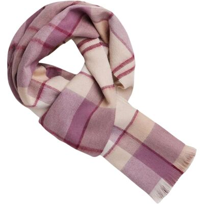 Szalik damski Alpaka Tartan wełna z alpaki bżowo wrzosowy 200 cme Szalik damski Alpaka Tartan wełna z alpaki bżowo wrzosowy 200 cme