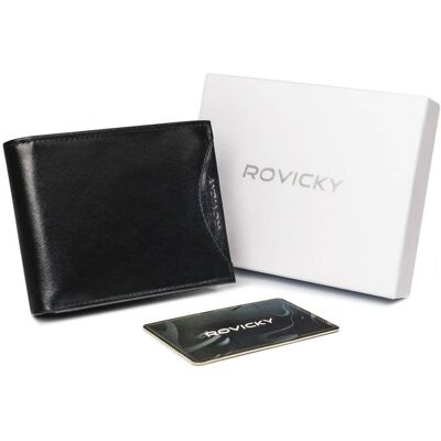 Cedar Szeroki, Oryginalny Portfel Męski Z Naturalnej Skóry Licowej Rfid — Rovicky Cedar Szeroki, Oryginalny Portfel Męski Z Naturalnej Skóry Licowej Rfid — Rovicky