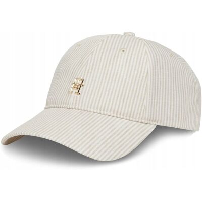 Tommy Hilfiger CZAPKA Z DASZKIEM LNIANA BEŻOWA MAŁE LOGO PREMIUM BEACH Tommy Hilfiger CZAPKA Z DASZKIEM LNIANA BEŻOWA MAŁE LOGO PREMIUM BEACH
