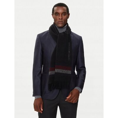 Inny producent TOMMY HILFIGER SZAL WEŁNIANY CZARNY Z FRĘDZLAMI I WZOREM 190 XTA Inny producent TOMMY HILFIGER SZAL WEŁNIANY CZARNY Z FRĘDZLAMI I WZOREM 190 XTA