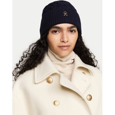 Tommy Hilfiger zimowa czapka damska beani granatowa wełniana Tommy Hilfiger zimowa czapka damska beani granatowa wełniana