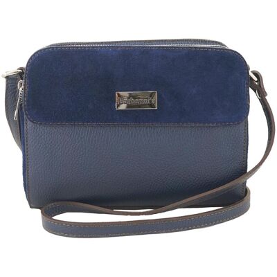 Barberini's Torebka damska skórzana crossbody - Granatowa Barberini's Torebka damska skórzana crossbody - Granatowa