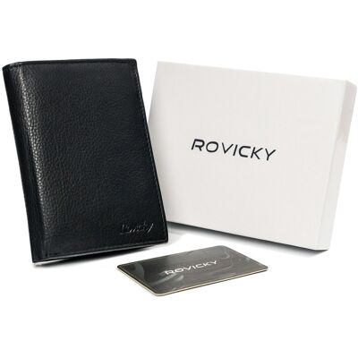 Cedar Zgrabny Portfel Męski Ze Skóry Naturalnej, Czarny, Ochrona Rfid — Rovicky Cedar Zgrabny Portfel Męski Ze Skóry Naturalnej, Czarny, Ochrona Rfid — Rovicky