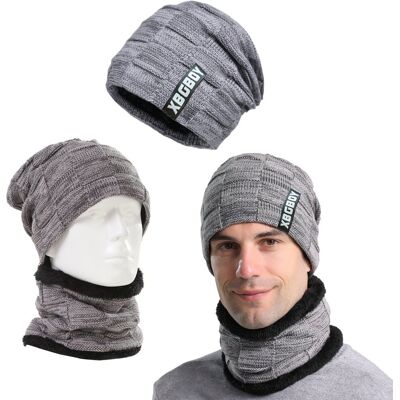 Okazeo Zimowy komplet męski ocieplana czapka i komin miękki szalik tuba elegancki Okazeo Zimowy komplet męski ocieplana czapka i komin miękki szalik tuba elegancki
