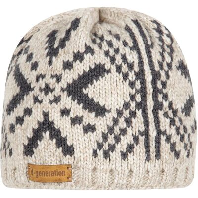 Czapka Beanie Biała We Wzorki Doll R.51 Czapka Beanie Biała We Wzorki Doll R.51