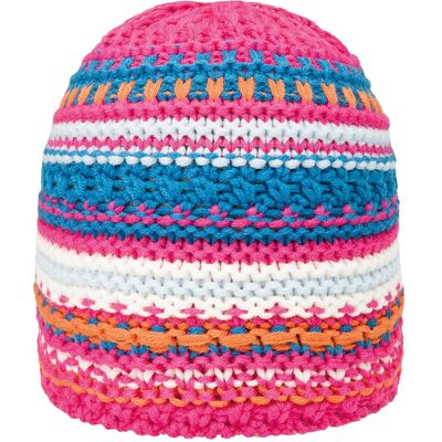 Czapka Dzianinowa W Paski Różowa Doll R.49 Czapka Dzianinowa W Paski Różowa Doll R.49