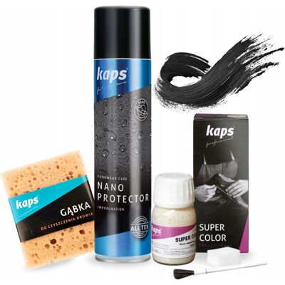 Czarna Farba I Nano Protector Z Gąbką Do Butów Skórzanych Zestaw 3w1 Kaps Czarna Farba I Nano Protector Z Gąbką Do Butów Skórzanych Zestaw 3w1 Kaps