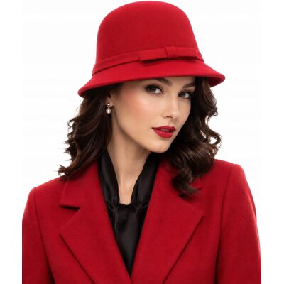 Carla Czerwony Kapelusz Damski Typubucket Elegancki Cylinder Do Płaszcza Szykowny Carla Czerwony Kapelusz Damski Typubucket Elegancki Cylinder Do Płaszcza Szykowny