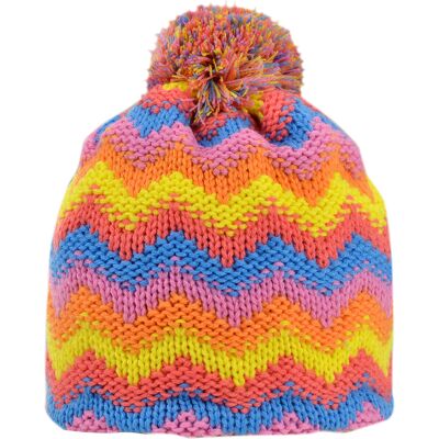 Dziecięca Czapka Z Pomponem W Kolorowe Zygzaki Doll R.57 Dziecięca Czapka Z Pomponem W Kolorowe Zygzaki Doll R.57