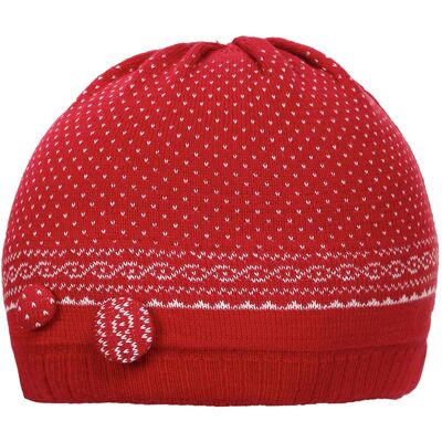 Dziewczęca Czapka Beanie Z Pikowanym Wzorem Czerwona Doll R.53 Dziewczęca Czapka Beanie Z Pikowanym Wzorem Czerwona Doll R.53