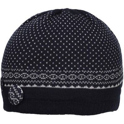 Dziewczęca Czapka Beanie Z Pikowanym Wzorem Granatowa Doll R.51 Dziewczęca Czapka Beanie Z Pikowanym Wzorem Granatowa Doll R.51