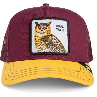 Goorin Bros. Trucker Cap The Real Talk Owl Czerwone Wino Żółty, Rozmiar: Onesize Goorin Bros. Trucker Cap The Real Talk Owl Czerwone Wino Żółty, Rozmiar: Onesize