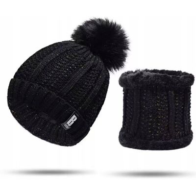 Carla Komplet Zimowy Damski Czapka I Komin Ciepły Zestaw Na Zimę Handmade Czarny Carla Komplet Zimowy Damski Czapka I Komin Ciepły Zestaw Na Zimę Handmade Czarny