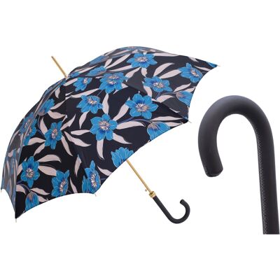 No name Luksusowy Parasol Pasotti Błękitne Kwiaty Skóra Handmade Włochy No name Luksusowy Parasol Pasotti Błękitne Kwiaty Skóra Handmade Włochy