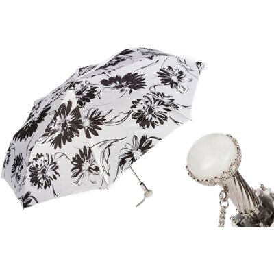 No name Luksusowy Parasol Pasotti Czarno-Białe Kwiaty Kryształ Handmade Włochy No name Luksusowy Parasol Pasotti Czarno-Białe Kwiaty Kryształ Handmade Włochy