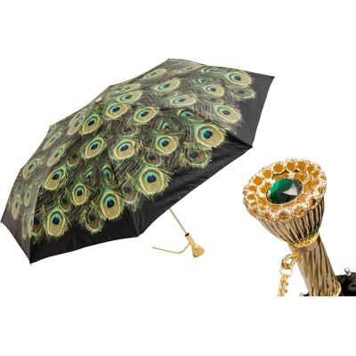 No name Luksusowy Parasol Pasotti Pawie Pióra Kryształ Handmade Włochy Składany No name Luksusowy Parasol Pasotti Pawie Pióra Kryształ Handmade Włochy Składany