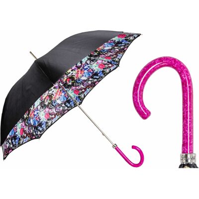 No name Luksusowy Parasol Pasotti Pop Cool Graffiti Różowa Rączka Handmade Włochy No name Luksusowy Parasol Pasotti Pop Cool Graffiti Różowa Rączka Handmade Włochy