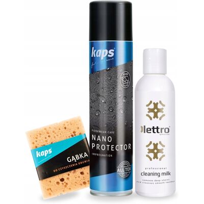 Nano Protector Do Butów Z Mleczkiem I Gąbką Do Czyszczenia Zestaw 3w1 Kaps Nano Protector Do Butów Z Mleczkiem I Gąbką Do Czyszczenia Zestaw 3w1 Kaps