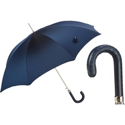 No name Pasotti Męska Parasolka 95cm Granat Skórzana Rączka Manual Włochy No name Pasotti Męska Parasolka 95cm Granat Skórzana Rączka Manual Włochy