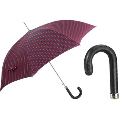 No name Pasotti Męska Parasolka 95cm Paski Skórzana Rączka Manual Włochy Lux No name Pasotti Męska Parasolka 95cm Paski Skórzana Rączka Manual Włochy Lux