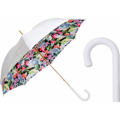 No name Pasotti Parasol 93cm Biały Kwiaty Skóra Manual Włochy Lux No name Pasotti Parasol 93cm Biały Kwiaty Skóra Manual Włochy Lux