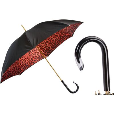 No name Pasotti Parasol 93cm Czarny Leopard Czerwony Podwójny Acetate Lux No name Pasotti Parasol 93cm Czarny Leopard Czerwony Podwójny Acetate Lux