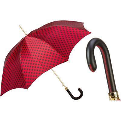 No name Pasotti Parasol 93cm Czerwony Grochy Skóra Automatyczny Lux No name Pasotti Parasol 93cm Czerwony Grochy Skóra Automatyczny Lux