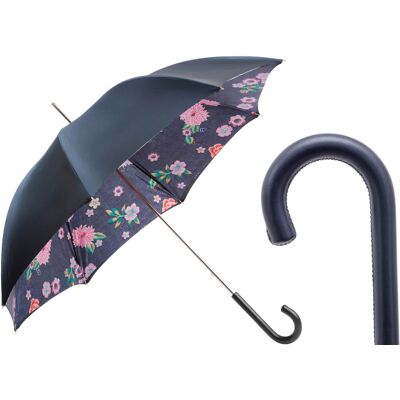 No name Pasotti Parasol 93cm Jeans Kwiaty Skóra Manual Włochy Lux No name Pasotti Parasol 93cm Jeans Kwiaty Skóra Manual Włochy Lux