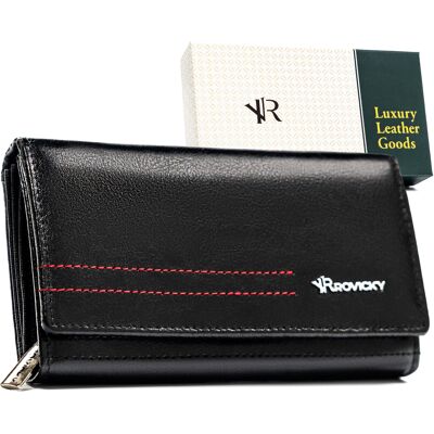 Portfel Damski Rovicky Ze Skóry Naturalnej Pojemny Rfid Zatrzask Pudełko Prezentowe Czarny Portfel Damski Rovicky Ze Skóry Naturalnej Pojemny Rfid Zatrzask Pudełko Prezentowe Czarny