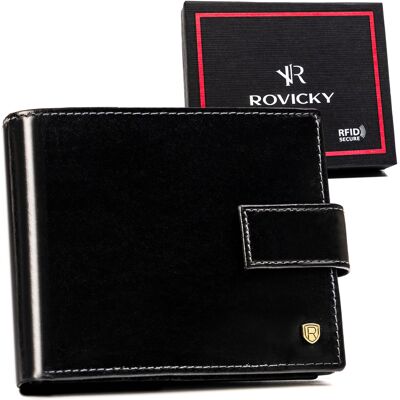 Portfel Skórzany Męski Klasyczny Elegancki Ze Skóry Naturalnej Rovicky Czarny Portfel Skórzany Męski Klasyczny Elegancki Ze Skóry Naturalnej Rovicky Czarny