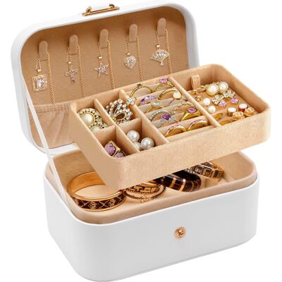 Inny producent Pudełko Na Biżuterię 16x12x8cm Szkatułka Organizer Etui Podróżne Białe Inny producent Pudełko Na Biżuterię 16x12x8cm Szkatułka Organizer Etui Podróżne Białe