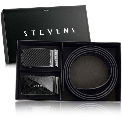 Stevens Pasek Męski Automatyczny 125 Cm Skóra Naturalna Czarny Uniwersalny Stevens Pasek Męski Automatyczny 125 Cm Skóra Naturalna Czarny Uniwersalny