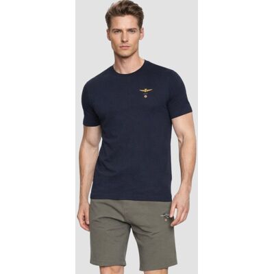 AERONAUTICA MILITARE Granatowy bawełniany męski t-shirt 3XL AERONAUTICA MILITARE Granatowy bawełniany męski t-shirt 3XL
