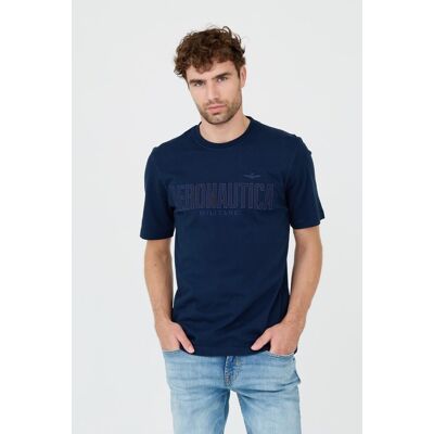 AERONAUTICA MILITARE Granatowy bawełniany męski t-shirt M AERONAUTICA MILITARE Granatowy bawełniany męski t-shirt M
