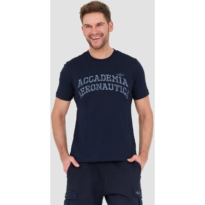 AERONAUTICA MILITARE Granatowy bawełniany męski t-shirt M.C. 3XL AERONAUTICA MILITARE Granatowy bawełniany męski t-shirt M.C. 3XL