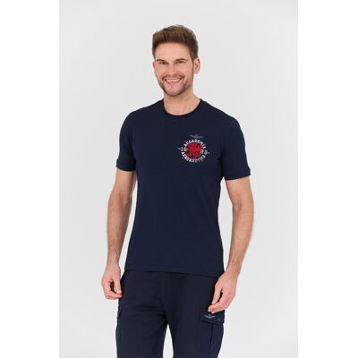 AERONAUTICA MILITARE Granatowy bawełniany męski t-shirt M.C. XXL AERONAUTICA MILITARE Granatowy bawełniany męski t-shirt M.C. XXL