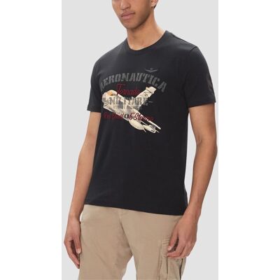AERONAUTICA MILITARE Granatowy bawełniany męski t-shirt XXL AERONAUTICA MILITARE Granatowy bawełniany męski t-shirt XXL