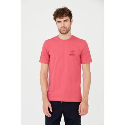 AERONAUTICA MILITARE Różowy bawełniany męski t-shirt L AERONAUTICA MILITARE Różowy bawełniany męski t-shirt L