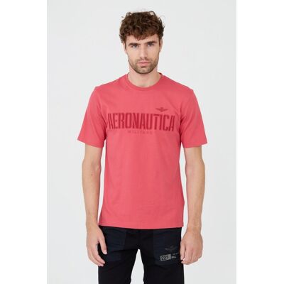 AERONAUTICA MILITARE Różowy bawełniany męski t-shirt XXL AERONAUTICA MILITARE Różowy bawełniany męski t-shirt XXL