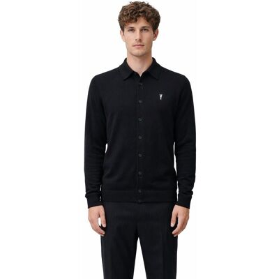 ALLSAINTS CZARNY SWETER MĘSKI Z KOŁNIERZYKIEM I GUZIKAMI L I4A ALLSAINTS CZARNY SWETER MĘSKI Z KOŁNIERZYKIEM I GUZIKAMI L I4A