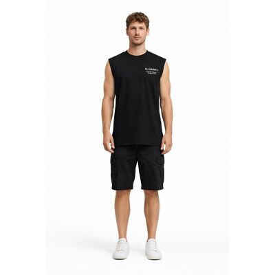 ALLSAINTS CZARNY T-SHIRT BEZ RĘKAWÓW Z BIAŁYM NADRUKIEM XS I4A ALLSAINTS CZARNY T-SHIRT BEZ RĘKAWÓW Z BIAŁYM NADRUKIEM XS I4A