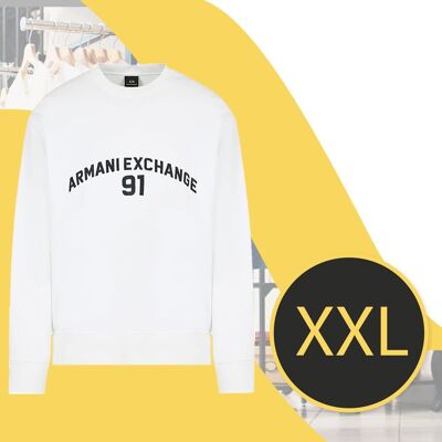 Giorgio Armani Exchange Bluza Męska Bawełniana Biała Bez Kaptura Duży Napis r. XXL Giorgio Armani Exchange Bluza Męska Bawełniana Biała Bez Kaptura Duży Napis r. XXL