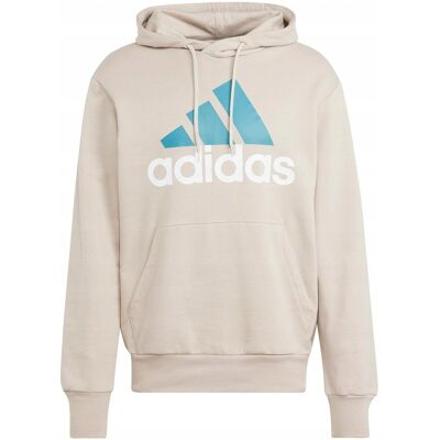 Bluza męska adidas Essentials French Terry Big Logo Hoodie beżowa IJ8584 L Bluza męska adidas Essentials French Terry Big Logo Hoodie beżowa IJ8584 L