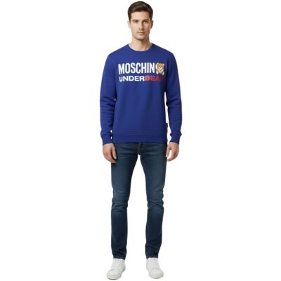Love Moschino Bluza męska Moschino Underbear niebieska bawełniana-XS Love Moschino Bluza męska Moschino Underbear niebieska bawełniana-XS