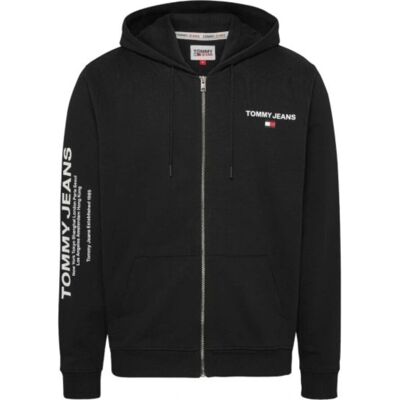 Bluza męska Tommy Hilfiger TJM Reg Entry Zip Hoodie czarna z kapturem - DM0DM17783-BDS-L Bluza męska Tommy Hilfiger TJM Reg Entry Zip Hoodie czarna z kapturem - DM0DM17783-BDS-L