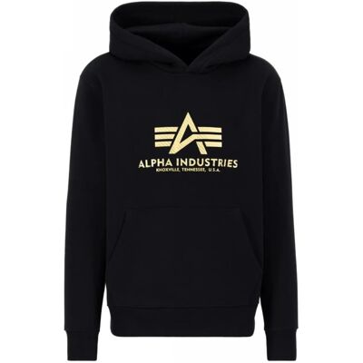 Bluza z kapturem Alpha Industries Basic Carbon 146343 365 - Czarna/Złota Bluza z kapturem Alpha Industries Basic Carbon 146343 365 - Czarna/Złota